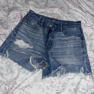 American Eagle Outfitters Blue Distressed Jean Shorts